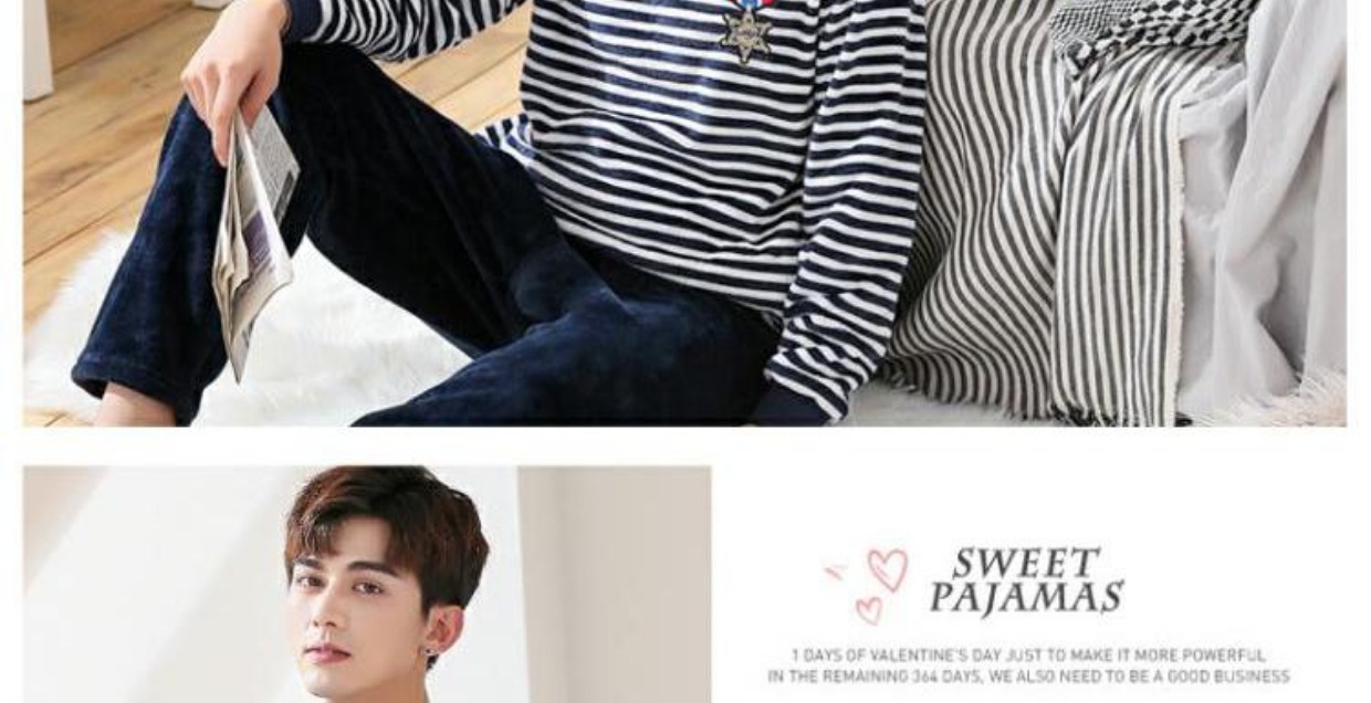 Bộ đồ ngủ nam mùa thu đông dày tay áo flannel sọc dài tay quần nam mùa đông thanh niên phục vụ nhà đồ lót nam
