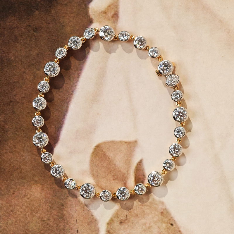 Georgian Style 18K Gold and Platinum Cultured Diamond Bracelet Georgian Back Flower Design Dede Jewelry Georgian Style 18K Gold and Platinum Cultured Diamond Bracelet Georgian Back Flower Design Dede Jewelry