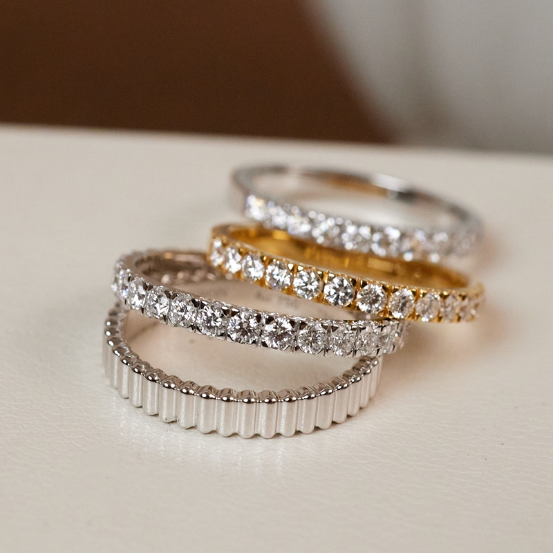 Brocade Ring with a Gorgeous Satin Luster, 3-Row Diamond Ring, Beaded Ring with Natural Diamonds, Solid 18K Gold Brocade Ring with a Gorgeous Satin Luster, 3-Row Diamond Ring, Beaded Ring with Natural Diamonds, Solid 18K Gold