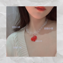  (Retro sweetheart)Girl feelings gentle soft sister Purple butterfly love chain Acrylic collar clavicle chain