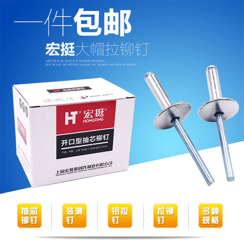 Hongting big hat along the core draw rivet large flat head pull rivet big head aluminum rivet willow nail M4M5*10 13 16 25