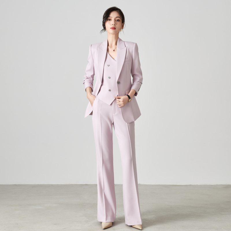 2026 Spring and Autumn New Style Elegant and Whitening High-End Pink and Purple Professional Suit Women's Formal Vest Suit Three-Piece Set 2026 Spring and Autumn New Style Elegant and Whitening High-End Pink and Purple Professional Suit Women's Formal Vest Suit Three-Piece Set