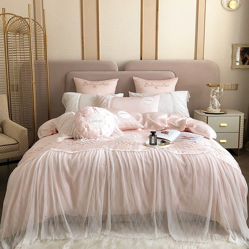 Летний комплект для принцессы, кружевной шелковый пододеяльник, элитное покрывало, 80 шт, 4 предмета