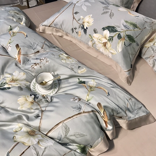 Двусторонний комплект, шелковистая шелковая простыня, пододеяльник, покрывало, 60 шт, 4 предмета, в американском стиле