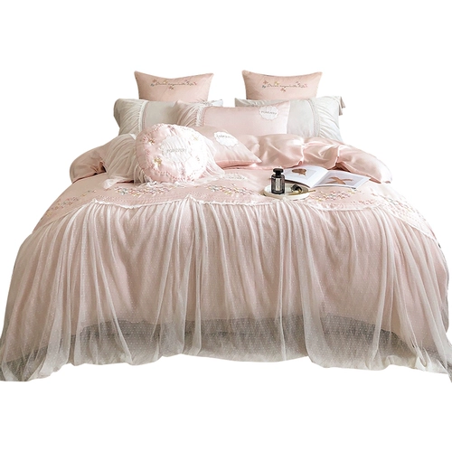 Летний комплект для принцессы, кружевной шелковый пододеяльник, элитное покрывало, 80 шт, 4 предмета