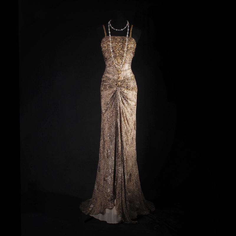 Export Order European and American Leopard Print Silk Beaded Long Strap Vintage Dress 15 #