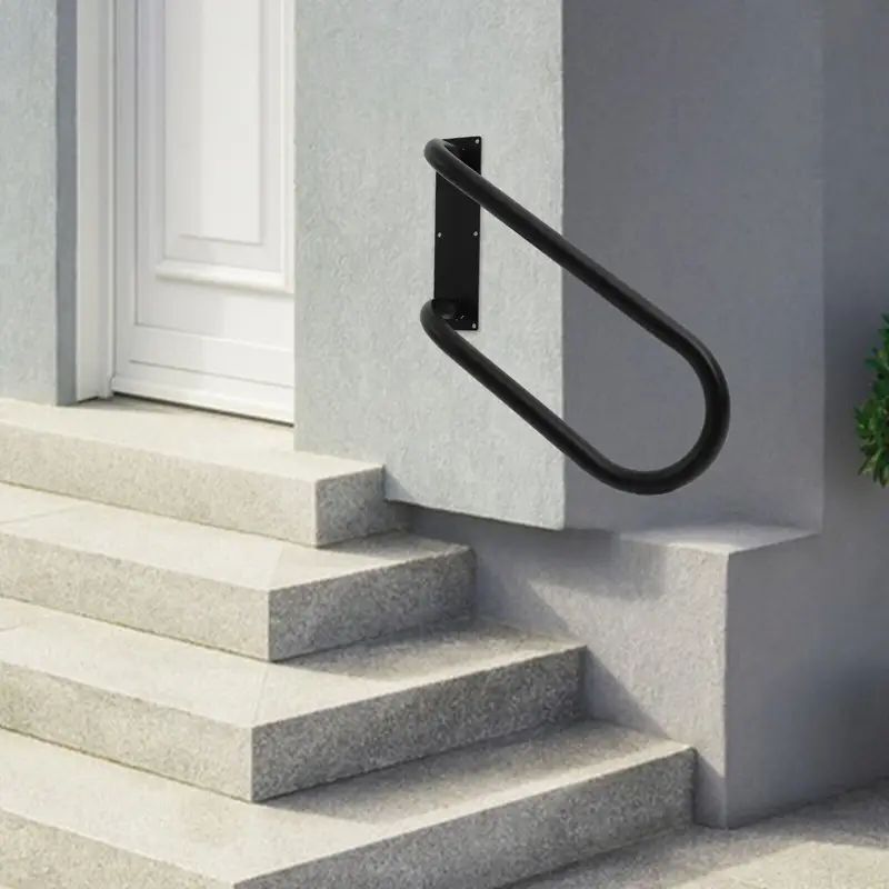 Left-Oriented Stair Handrails Indoor and Outdoor Black Porch Railings Garage Wall-Mounted Anti-Collision Handrails Bathroom Handrails