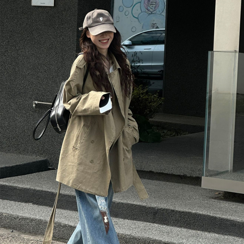 Hong Kong Style Retro Workwear Trench Coat for Women, 2026 Autumn New Model, Petite Size, Very Stylish and Unique Old Money Style Coat