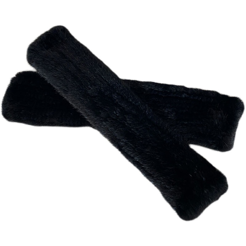 Mink Fur Arm Warmers Half Gloves Mink Fur Sleeves Fake Sleeves Women's Autumn and Winter Warm Arm Covers Wrist Protectors Fingerless