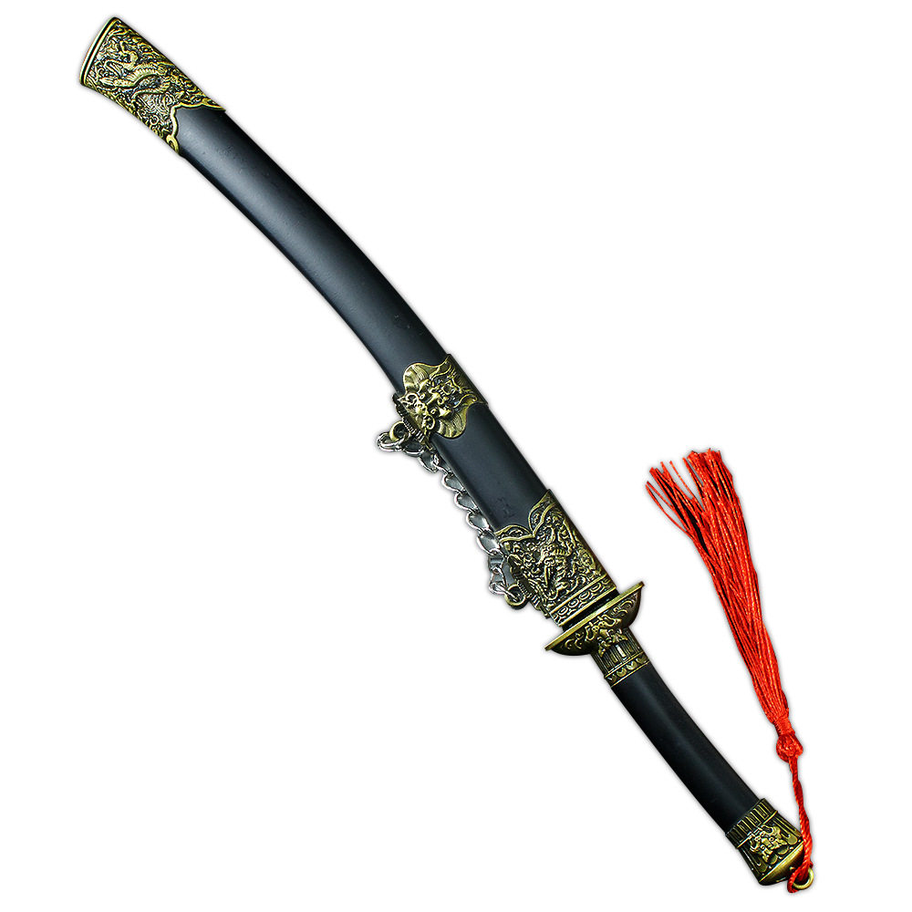 古代兵器模型龙虎牛尾刀30厘米金属道具武器桌面摆件未开刃道具_游戏_