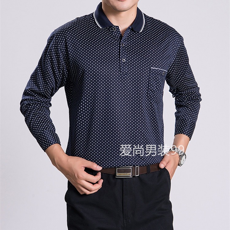 Mùa thu trung niên nam áo thun dài tay cha mặc ve áo mỏng phần trung niên và cao tuổi áo sơ mi nam dài tay 50 tuổi 60 áo thun unisex