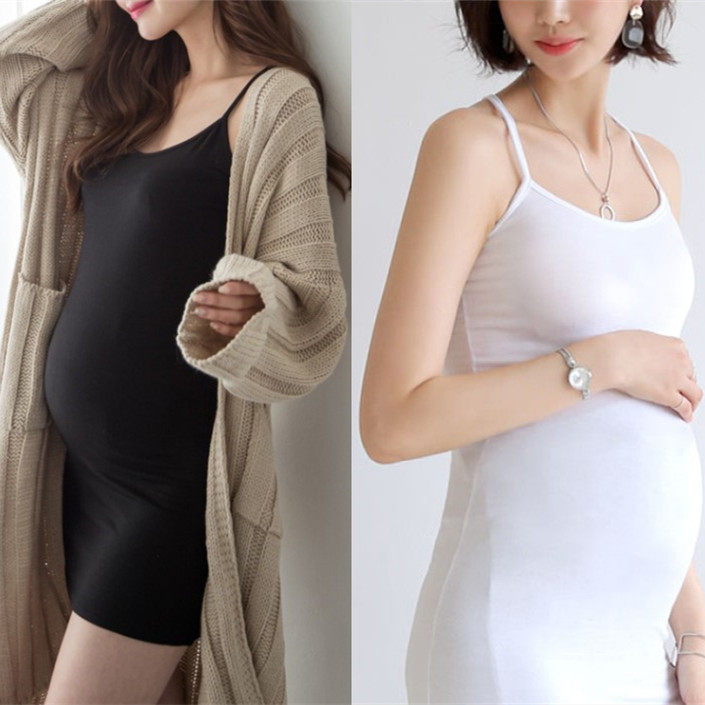 Maternity suspenders underneath a base skirt women's mid-size hot mom modal tank top petticoat pregnancy dress