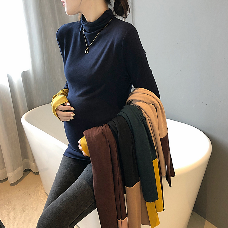 Pregnant women undershirt autumn net red tops autumn and winter inside with high neck T-shirt spring and autumn large pile of collar bottoms
