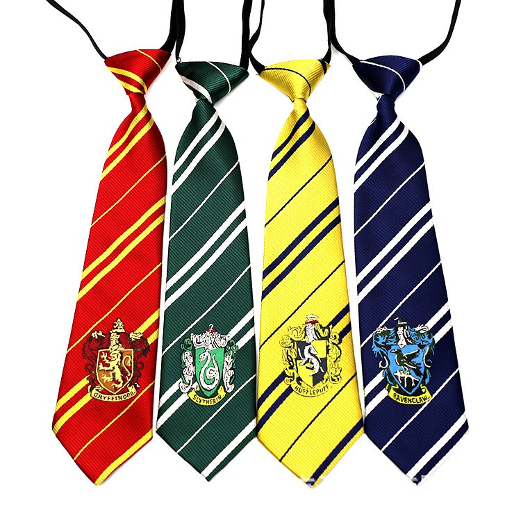 Harry Potter School Style Tie for Kids, Knot-Free Badge Tie, Jk Uniform Shirt Accessory, Short Style for Boys and Girls