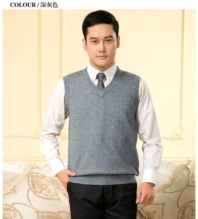 Trung niên và người đàn ông cũ của cashmere vest cardigan áo len vest mùa xuân và mùa thu áo len mỏng vest đan cardigan kích thước lớn