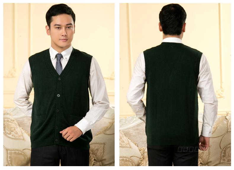 Trung niên và người đàn ông cũ của cashmere vest cardigan áo len vest mùa xuân và mùa thu áo len mỏng vest đan cardigan kích thước lớn áo da lộn nam