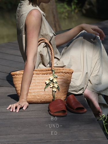 Кожаная плетеная льняная сумка, корзина для путешествий, из натуральной кожи