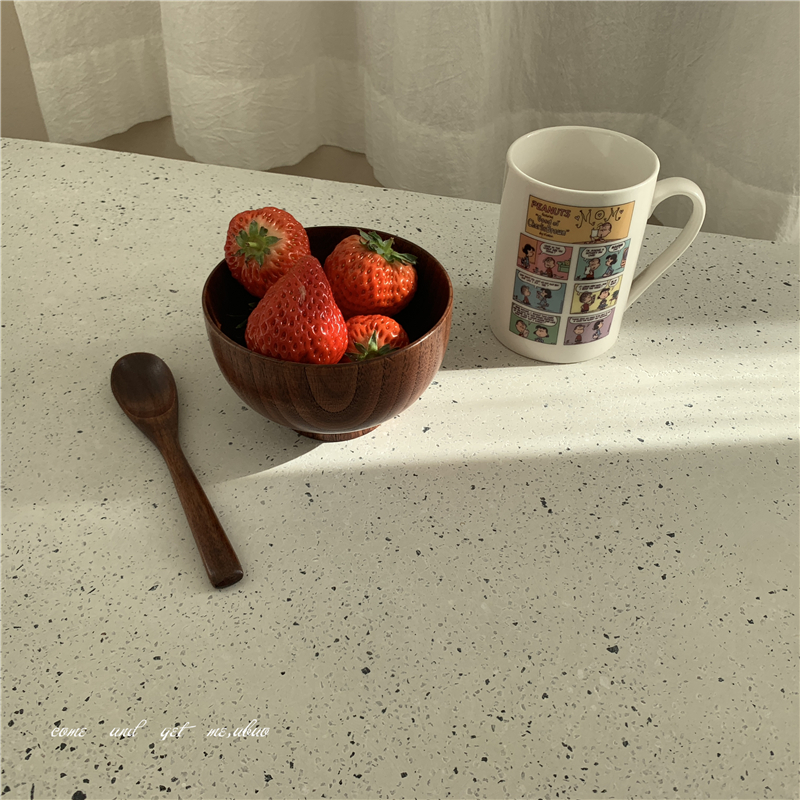 A BaO-Korean style ins Wooden tableware Small wooden spoon Long handle mixing spoon Coffee spoon Fruit salad spoon