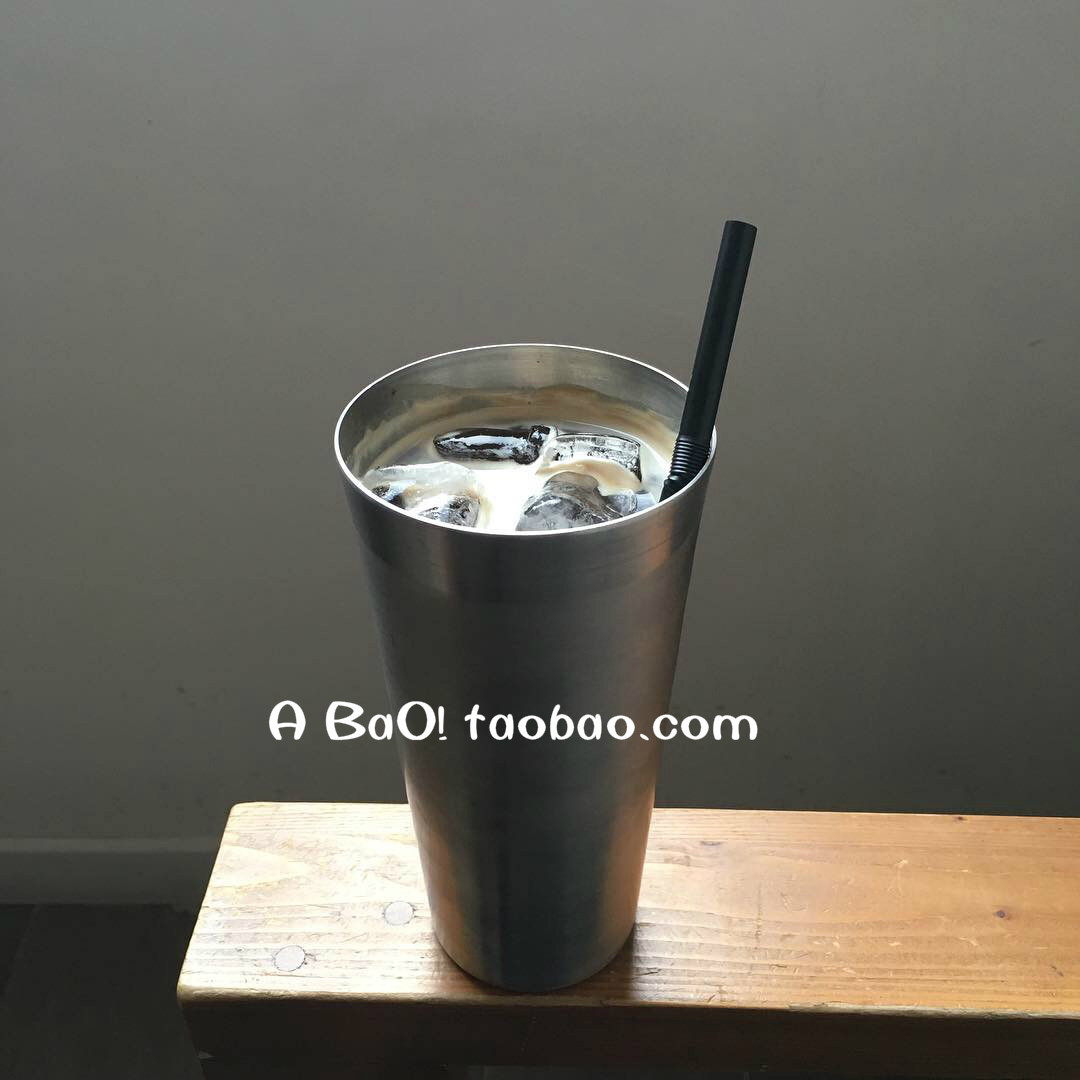 Po-Korean ins with stainless steel cup coffee cup picnic Korean meal Korean drama wine cup stainless steel straw