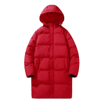 Mulinsen big red cotton coat womens mid-length cotton coat 2024 new thickened warm winter hooded cotton jacket