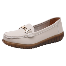 Mulinsen Loafers Womens 2024 Spring New Bean Leather Shoes Womens Middle-aged and Elderly Soft-soled Slip-On Mom Sandals