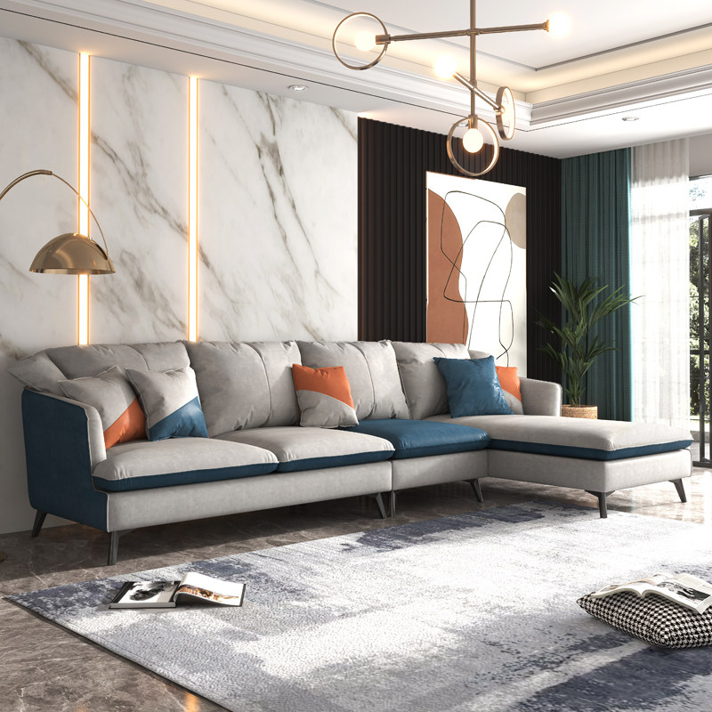 Medium-free washout tech cloth Guido L sofa combined modern minimalist living-room light and luxurious corner cloth art sofa