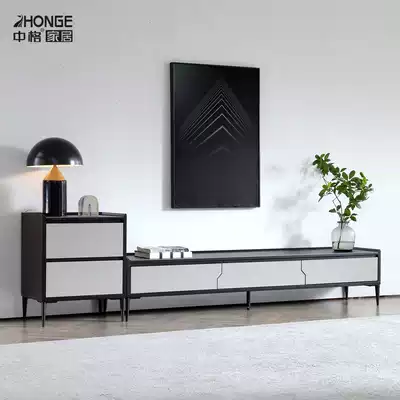 Medium grid rock plate coffee table TV cabinet combination Light luxury Nordic marble small apartment simple modern living room household