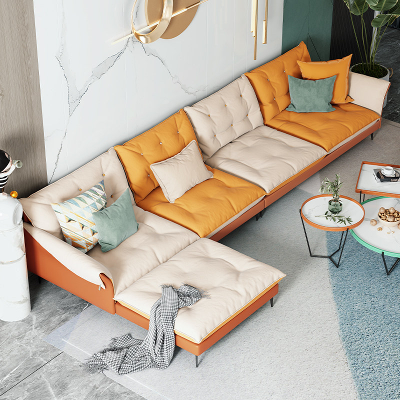 Mid-grid modern minimalist light extravaganza sofa extremely minimalist living-room L small family type tennis red corner tech cloth new