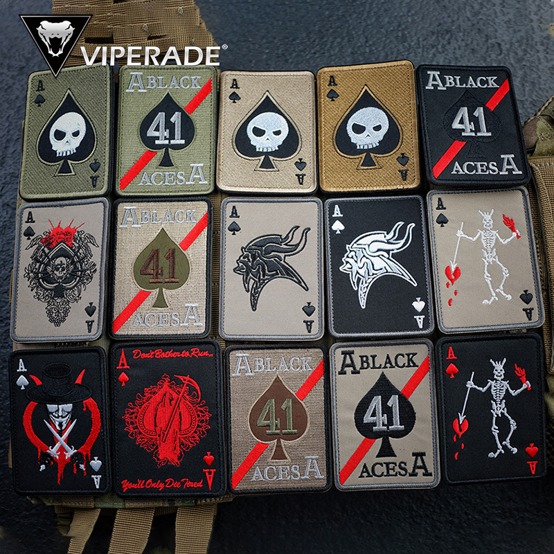 VIPERade Vipers Snake Black Peach A Embroidered Magic Sticker Army Meme Badge Personality Arm Badge Clothing Bag sticker