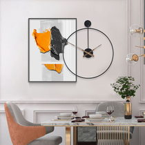 Modern light luxury restaurant decorative painting clock minimalist abstract art personality dining room with clock mural painting living room hanging painting