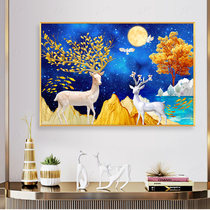 Elk cross stitch 2021 New embroidery living room line embroidery small pieces European embroidery light luxury rich deer hand-made full embroidery