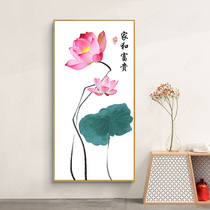 Lotus cross stitch 2021 new living room line embroidery simple modern simple own embroidery home and rich porch vertical version