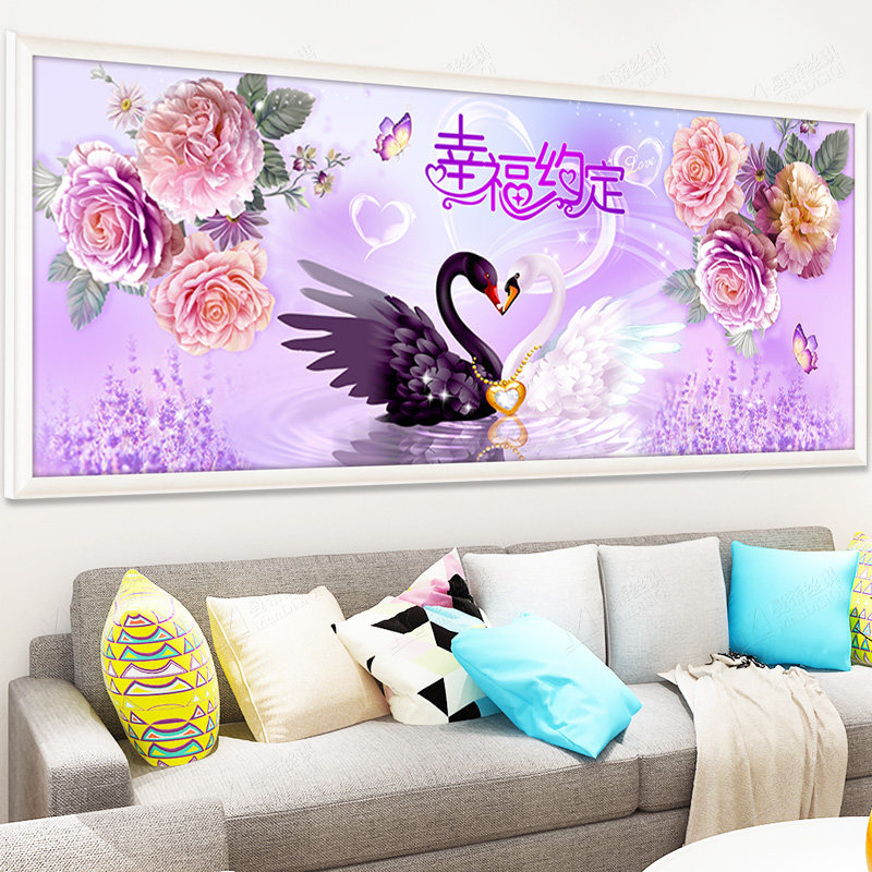 (Clear Cabin) Swan Diamond Painting 2021 New Full Drilling Living Room Lovers Love Romantic Cross Embroidered Bedroom Wedding