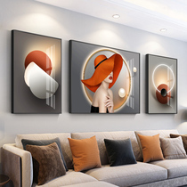 Light luxury figures living room decoration painting modern simple triple painting Atmospheric Crystal porcelain painting sofa background wall hanging painting mural