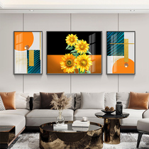 Light luxury living room decoration painting modern minimalist sunflower sofa background wall hanging painting abstract Crystal porcelain triad mural painting mural