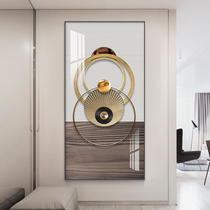 Home entrance decorative painting corridor aisle end hanging painting light luxury minimalist abstract geometric vertical background wall mural