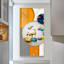 Shinai running porch decorative painting light luxury entrance corridor aisle lucky deer hanging painting living room Crystal porcelain inlaid Diamond murals