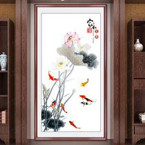 Home and Wanshixing cross stitch porch 2021 New Line embroidery living room own embroidery hand simple Lotus nine fish map