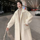 2022 Autumn and Winter Thickened Warm Loose Temperament Casual Suit Collar Jacket Gold Mink Fleece Coat Women's Medium Length