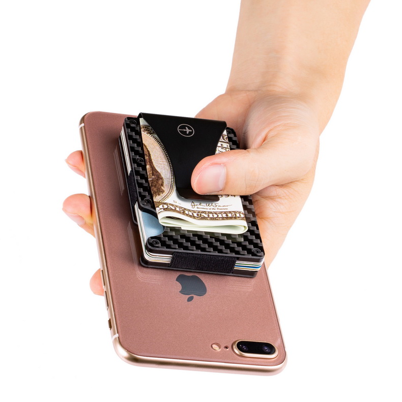 Đan Mạch Vanlemn bàn chải chống trộm Ví thẻ RFID gói từ tính che chắn ví NFC ví nam giữ thẻ kim loại - Chủ thẻ ví nam pedro