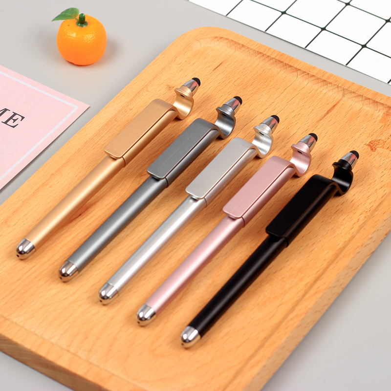 Creative multi-function advertising pen custom gel pen mobile phone holder stylus 0 5mm black water-based pen sign pen can print logo