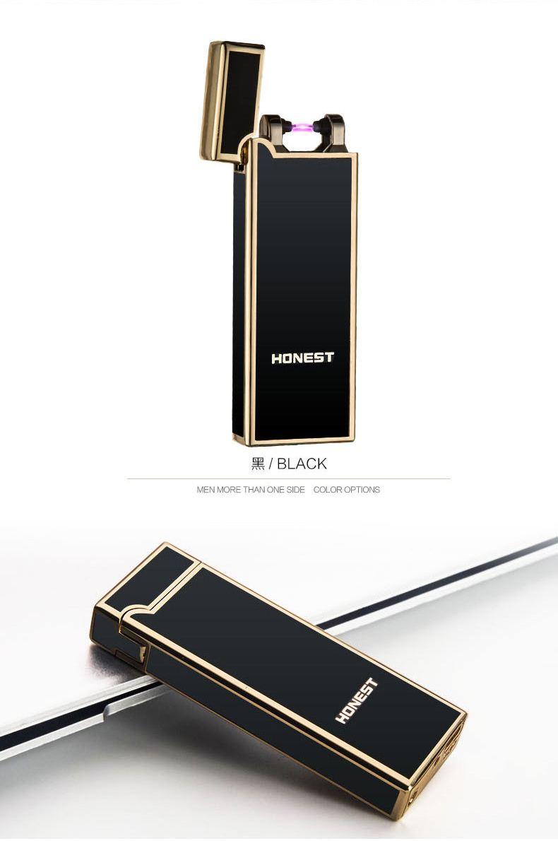 Baicheng USB arc sạc nhẹ siêu mỏng cá tính chống gió sáng tạo kim loại nam nữ nhẹ hơn thuốc lá điện tử quẹt dupont