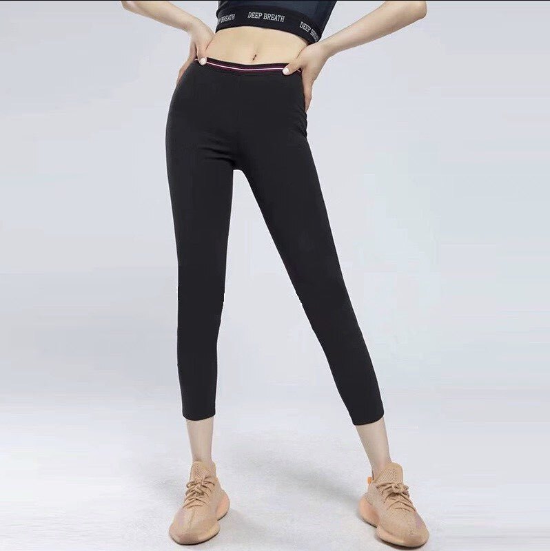 Amash Genuine Store Same Style 2026 Summer Casual Leggings Elastic Skinny Pants Cropped Yoga Pants