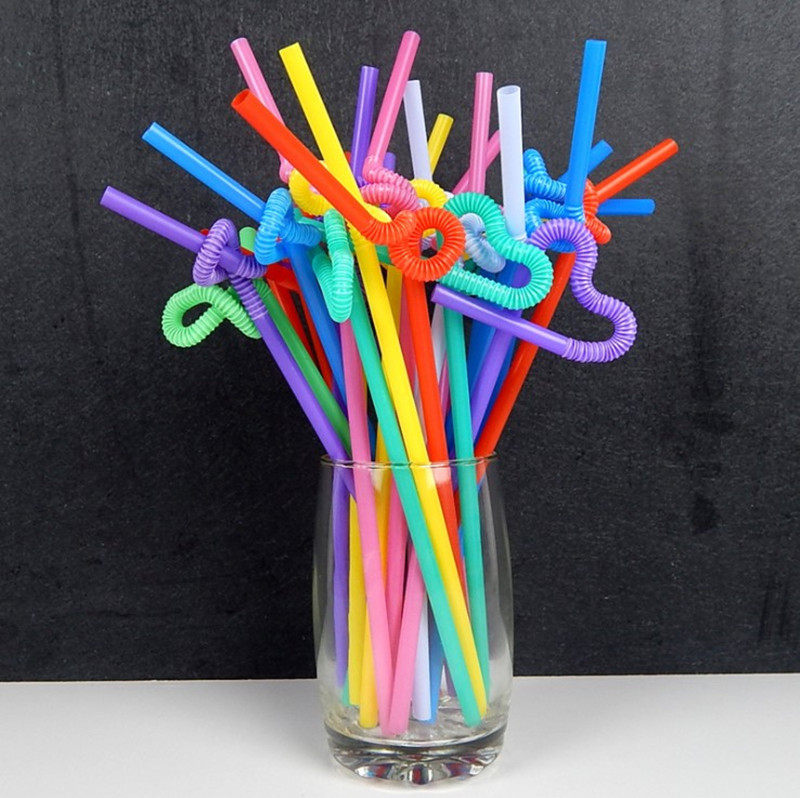 Double Child Straws Disposable Bendable Drinks Plastic Creative Color Art Straws Creative Fine Art Painting Materials