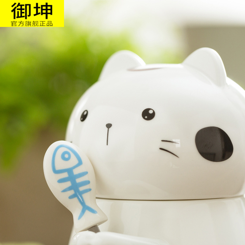 Royal mugs of female ceramics with cover teaspoons of creative cartoon express cat han edition ikea milk coffee cup