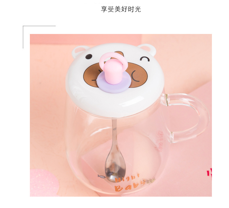 Royal he contracted small pure and fresh and creative express it in transparent glass with cover heat - resistant glass milk a cup of flower tea for breakfast