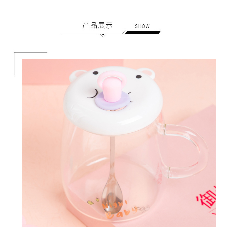 Royal he contracted small pure and fresh and creative express it in transparent glass with cover heat - resistant glass milk a cup of flower tea for breakfast