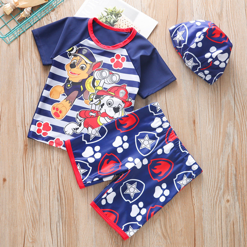 Boy swimsuit 2023 new speed dry boy baby swimsuit 2 years 8 Wang Wang team split swimsuit swimming cap suit-Taobao