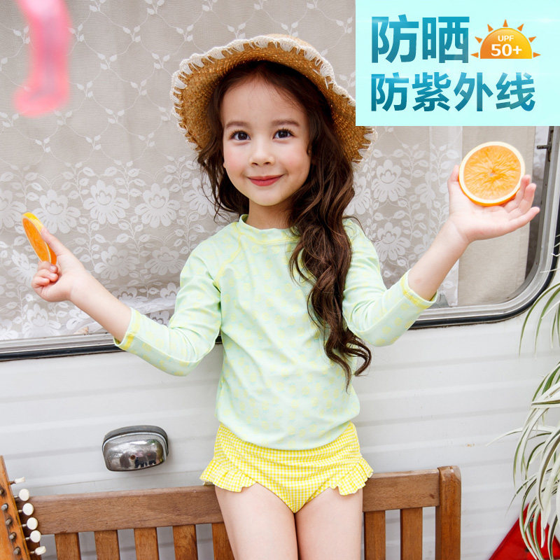 Girls' swimsuit 2021 The new Korean Children's Children's Swimming Clothing INS Sunscreen Two-style long sleeve speed dry
