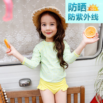 Girls swimsuit 2021 New Korea Childrens Childrens Swimming Clos Ins foreign air sunscreen Split Long Sleeve Speed Dry